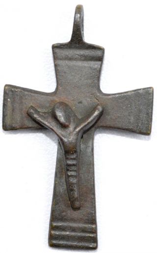 Medieval Cross Pendant Depicting Crucified Jesus Christ - Qr36 photo