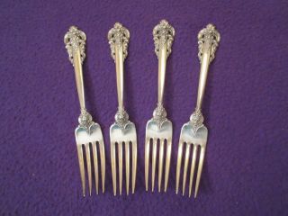 Four ' Grand Baroque ' Sterling Silver Dinner Forks By Wallace photo