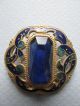 Exquisite Large Antique Art Nouveau Button Blue Enamel Faceted Glass Fancy Buttons photo 1
