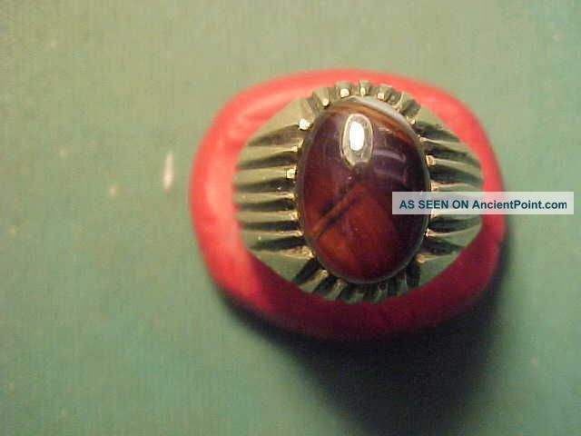 Near Eastern Hand Crafted Solid Silver Ring,  Carnelian Stone Circa 1700 - 1900 Near Eastern photo