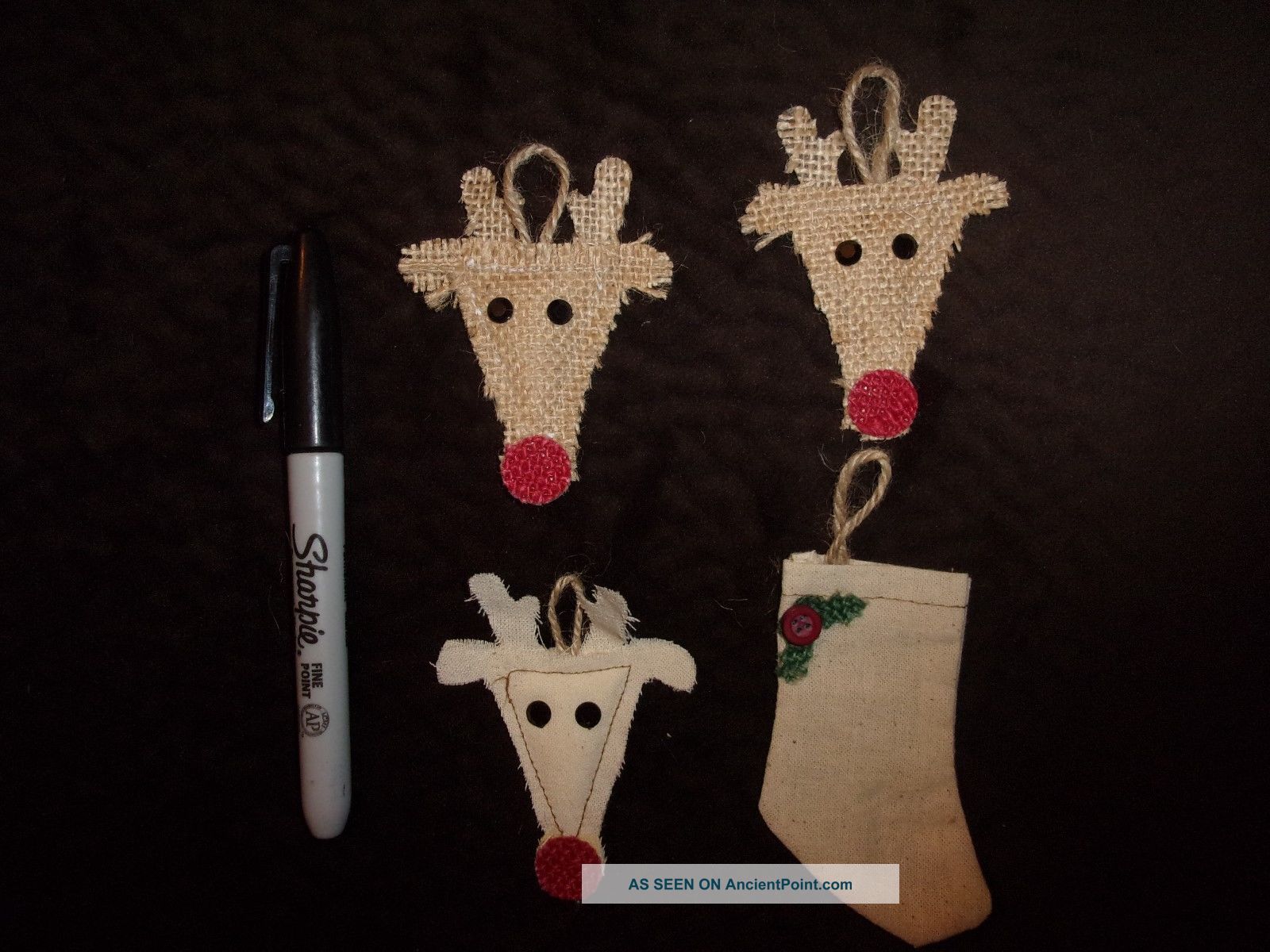 Primitive Burlap/jute Folk Americana Cloth Mini Tree Ornaments Or Bowl Fillings Primitives photo