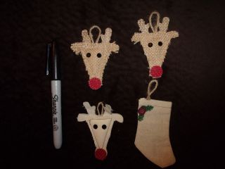 Primitive Burlap/jute Folk Americana Cloth Mini Tree Ornaments Or Bowl Fillings photo