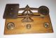 Antique Vintage Wood Brass Postal Scale W/ Weights Made In England 1/2 - 2 Oz Scales photo 6
