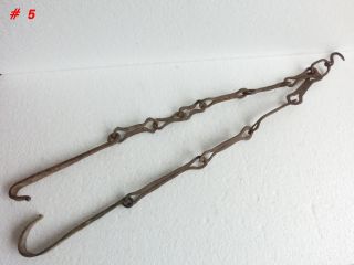 Antique Hand Forged Blacksmith Wrought Iron Primitive Hearth Fireplace Chain 62 
