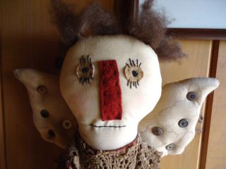 Primitive Country Angel Doll Hand Stitched Face,  Lace 29 