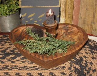 Heart Wood Dough Pantry Bowl Primitive/french Country Kitchen Farmhouse Decor photo