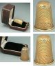 Antique 18 Kt Gold French Thimble In Leather Case Circa 1880 Thimbles photo 1