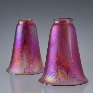 Blown Glass Shades Iridescent Art Nouveau Sconce Lamp Shades 2.  25” Fitter photo