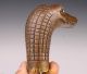 Vintage Old Bronze Carving Crocodile Statue Cane Walking Stick Head Handle Art D Other Antique Chinese Statues photo 1