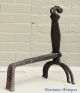 Early Folky Wrought Gooseneck Andirons 18th Cent Metalware photo 1