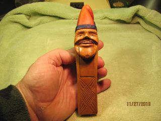 A Rare Antique Carved Wood Black Forest Nutcracker German Gnome Maple Wood ??? photo