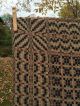 Vintage Style Primitive Woven Tablecloth Table Cover Tan Black Rust 54 