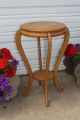 Antique Quarter Sawn Tiger Golden Oak Small Round Table Plant Stand Room Ready 1900-1950 photo 5