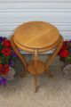 Antique Quarter Sawn Tiger Golden Oak Small Round Table Plant Stand Room Ready 1900-1950 photo 6