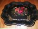 Large 1940 ' S Hand Painted Antique Tole Metal Serving Display Tray Roses 18 X 15 Toleware photo 1