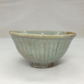 D638: Chinese Old Blue Porcelain Tea Bowl Of Traditional Shinogi - Chawan photo