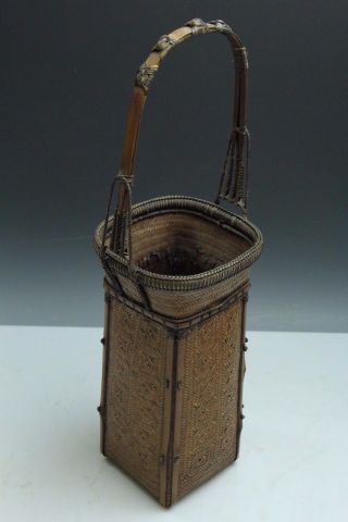 Japanese Vintage Flowar Bamboo Basket Vase Hanakago Ikebana 52cm photo