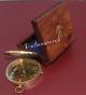 Vintage Marine Navigational Compass Brass Flat Compass With Wooden Box Compasses photo 2