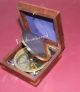 Vintage Marine Navigational Compass Brass Flat Compass With Wooden Box Compasses photo 3