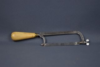 Antique 19th C Elegant Medical Amputation Saw With Handcarved Handle Circa 1800 photo