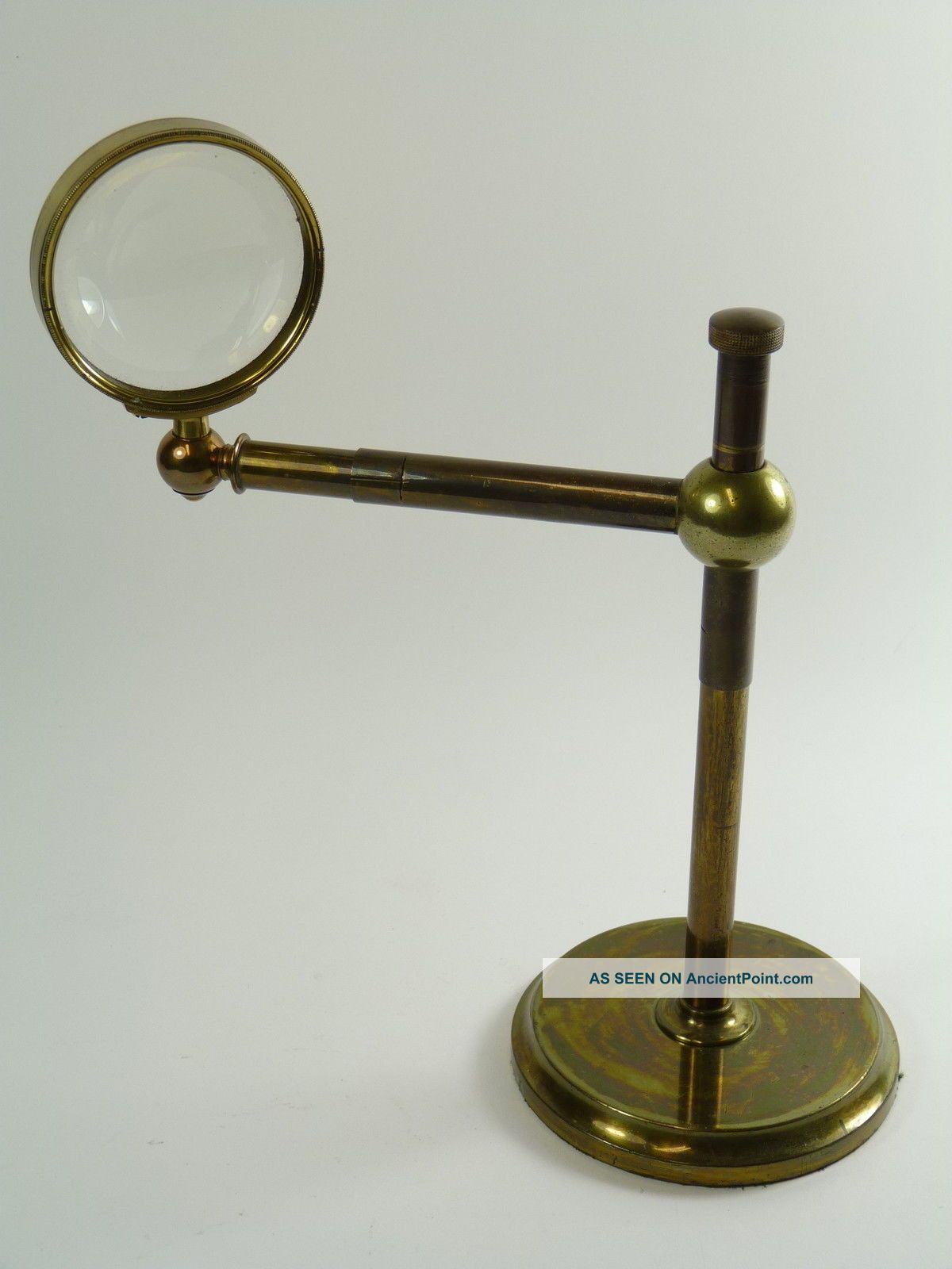 Antique Brass - Victorian Bullseye Condensing Lens / Desktop Magnifying Glass Other Antique Science Equip photo