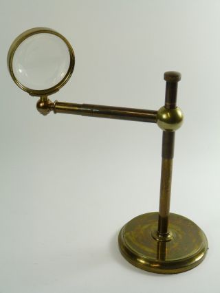 Antique Brass - Victorian Bullseye Condensing Lens / Desktop Magnifying Glass photo