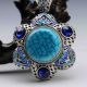Exquisite Tibet Silver Inlaid Turquoise & Zircon Handwork Hex Pendant G732 Necklaces & Pendants photo 1
