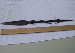 Good Antique Hand Forged Zulu African Barbed Spear Point - 17.  25 Inch photo