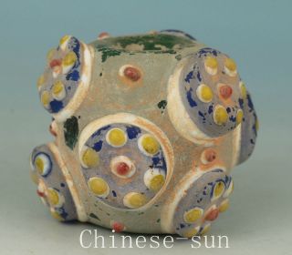 Chinese Old Coloured Glaze Handmade Carving Mascot Collect Statue Bead Pendant photo