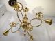 Vintage Victorian Twisted Rope Style Brass & Opalescent Art Glass Old Chandelier Victorian photo 6