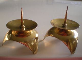 Vtg Mid Century Modernist Japanese Lg Footed Candle Holders photo