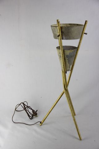 Vintage Mcm Gerald Thurston For Lightolier Brass Tripod Table Lamp Project photo