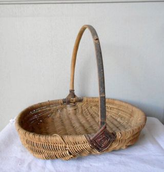 Vintage French Wicker Fruits Mushrooms Petit Basket Charming photo