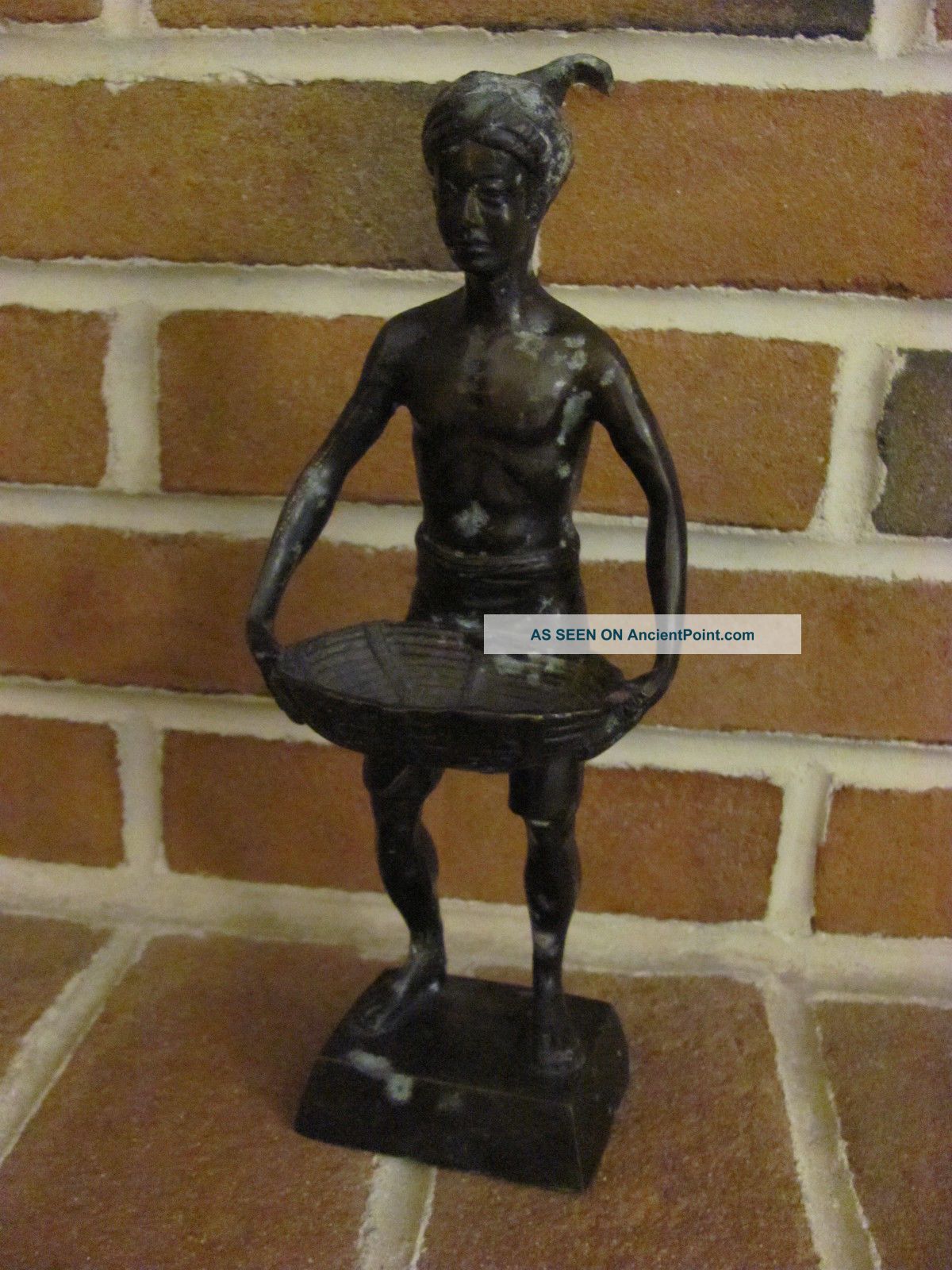 Antique Brass Or Bronze Statue Male Thailand Coolie Statues photo