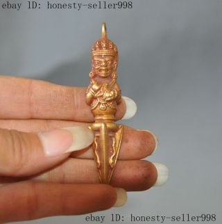 Old Tibet Buddhism Bronze 24k Gold Mahakala Buddha Vajra Phurba Amulet Pendant photo