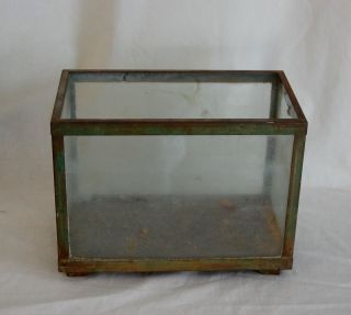 Antique Vintage Glass & Metal Small Fish Tank Aquarium Terrarium photo