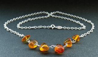 Anglo - Saxon Amber Beads Circa 7th To 8th Cent Ad,  On 925 Necklace. photo