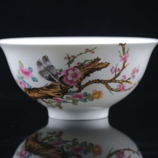 Colourful Porcelain Hand Painted Birds & Flower Pattern Bowl W Qianlong Mark photo