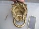 Large Vintage Cast Brass Lion Head Handle Loop Pull Old Antique Georgian Style Door Knobs & Handles photo 2