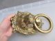 Large Vintage Cast Brass Lion Head Handle Loop Pull Old Antique Georgian Style Door Knobs & Handles photo 4