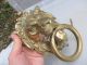 Large Vintage Cast Brass Lion Head Handle Loop Pull Old Antique Georgian Style Door Knobs & Handles photo 5