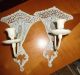 Pair Shabby Chic Cast Iron Taper Candle Wall Sconces,  Lace,  Scroll,  Pineapple,  India Chandeliers, Fixtures, Sconces photo 9
