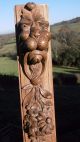 19thc Oak Corbel With Carved Lion Head & Floral Spray Other Antique Woodenware photo 9