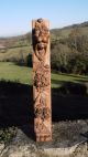 19thc Oak Corbel With Carved Lion Head & Floral Spray Other Antique Woodenware photo 2