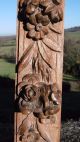 19thc Oak Corbel With Carved Lion Head & Floral Spray Other Antique Woodenware photo 6