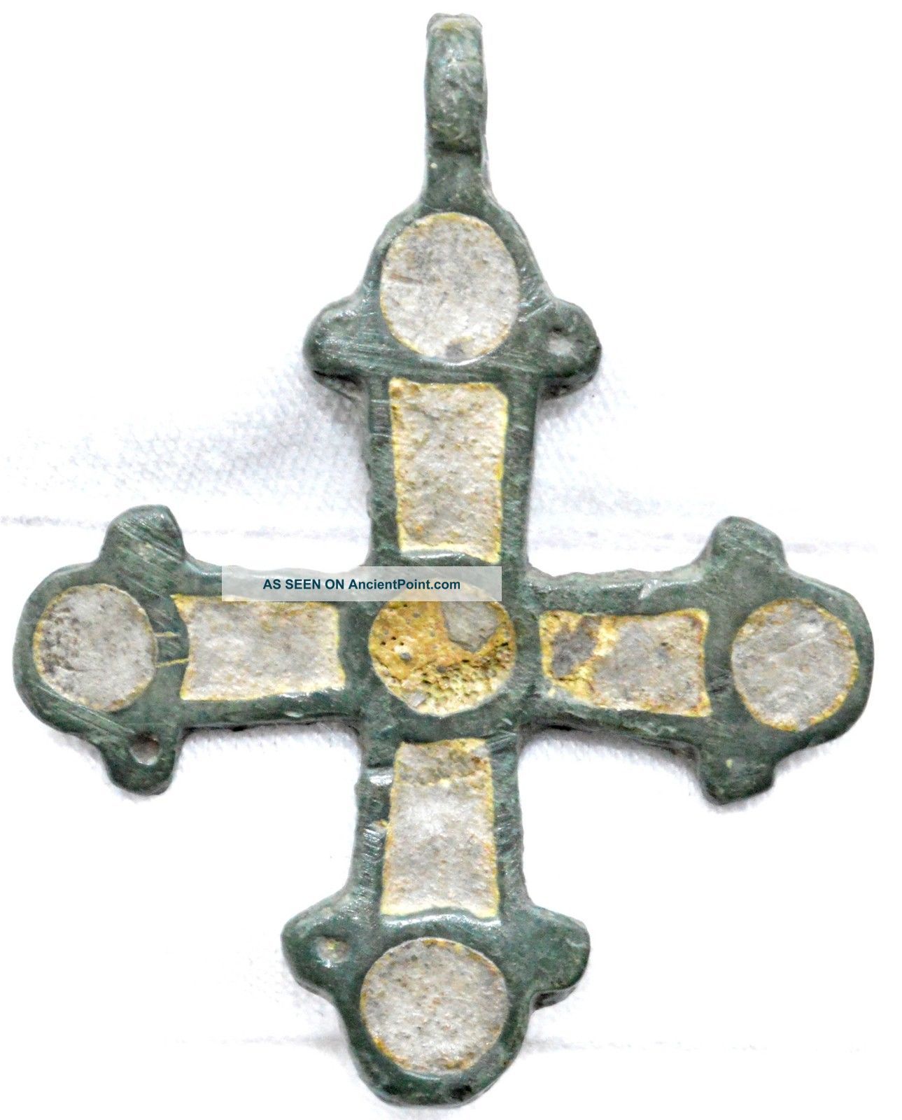 Authentic Viking Enameled Cross Pendant - Wearable Artifact - Qr39 Roman photo