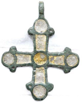 Authentic Viking Enameled Cross Pendant - Wearable Artifact - Qr39 photo