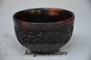 Old Decorate Chinese Ox Horn Handwork Lucky Bowl photo