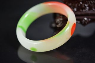 Delicate Chinese Colorful Jade Carving Bracelet Jp140 photo