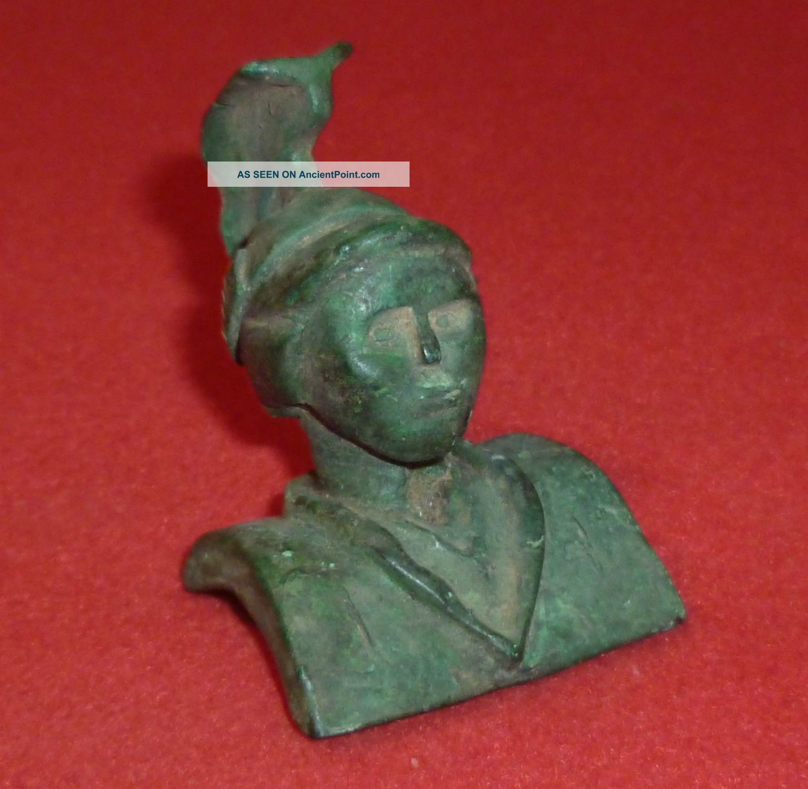 Roman Ancient Bronze Applique Statuette - Bust Of God Mars Circa 200 - 400 Ad Roman photo